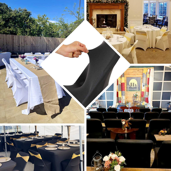 Ivory Stretch Spandex Lifetime Folding Chair Cover, Fitted Chair Cover With Foot Pockets