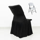 Black Spandex Pleated Lifetime Folding Chair Cover – Stretch Slipcover with Floor-Length Skirt, Also Fits Standard Chairs