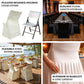 Black spandex pleated folding chair cover with floor-length skirt.