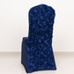 Navy Blue Satin Rosette Spandex Stretch Banquet Chair Cover, Fitted Chair Cover