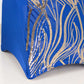 Royal Blue Gold Spandex Fitted Banquet Chair Cover With Wave Embroidered Sequins