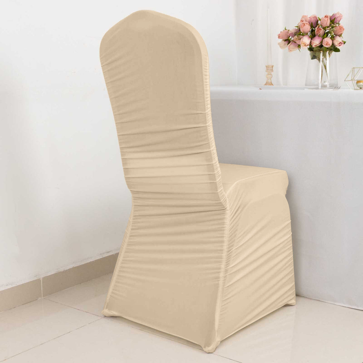 Champagne Rouge Stretch Spandex Fitted Banquet Chair Cover
