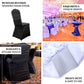 Black spandex fitted banquet chair cover for elegant events.