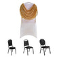 White Spandex Fitted Banquet Chair Cover with Gold Sequin Ruched Swag Back and Foot Pockets, Durable Slip-On Slipcover