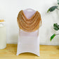 White Spandex Fitted Banquet Chair Cover with Gold Sequin Ruched Swag Back and Foot Pockets, Durable Slip-On Slipcover
