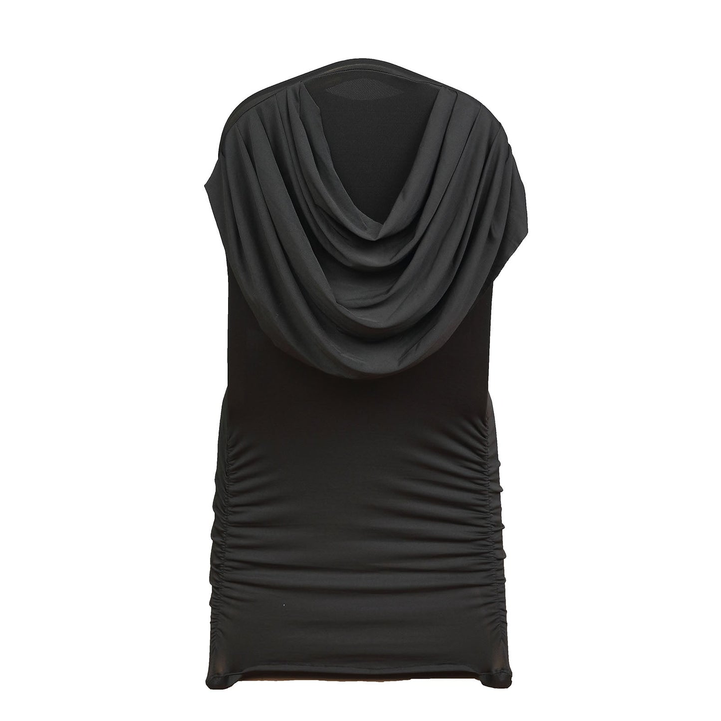Black Ruched Swag Back Spandex Fitted Banquet Chair Cover#whtbkgd