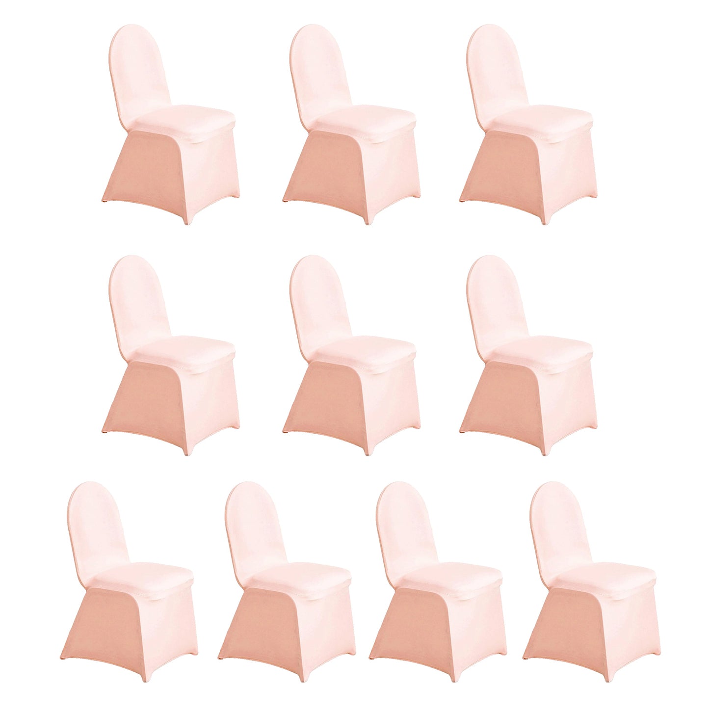 10 Pack Blush Spandex Fitted Banquet Chair Covers, Reusable Stretched Slip On Chair Covers