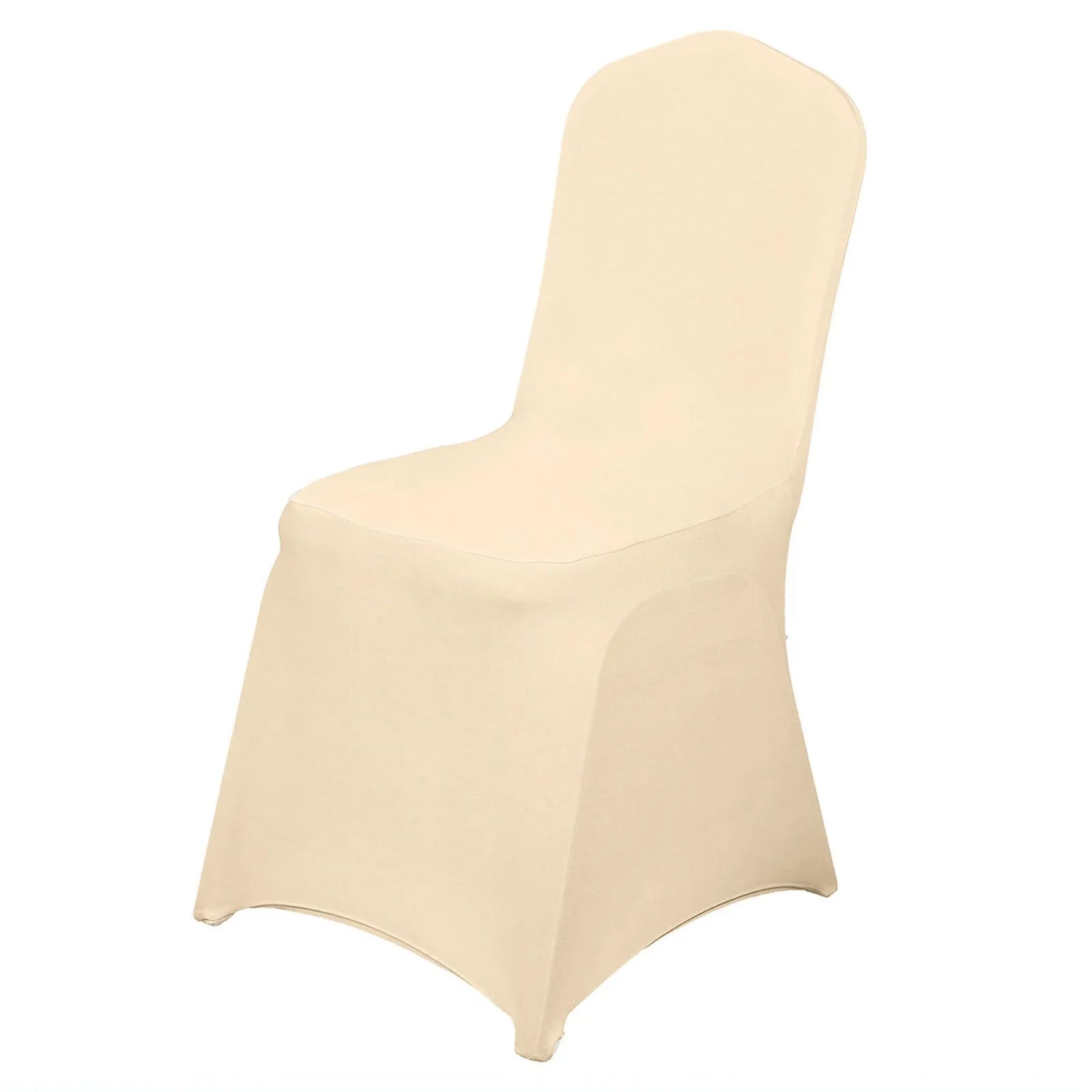 10 Pack Beige Spandex Fitted Banquet Chair Covers, Reusable Stretched Slip On Chair Covers