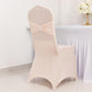 Blush spandex banquet chair cover with silver rhinestone sash.