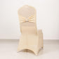 Beige Spandex Banquet Chair Cover with Silver Rhinestone Buckled Sash Band, Stretched Fitted Slip On Chair Cover
