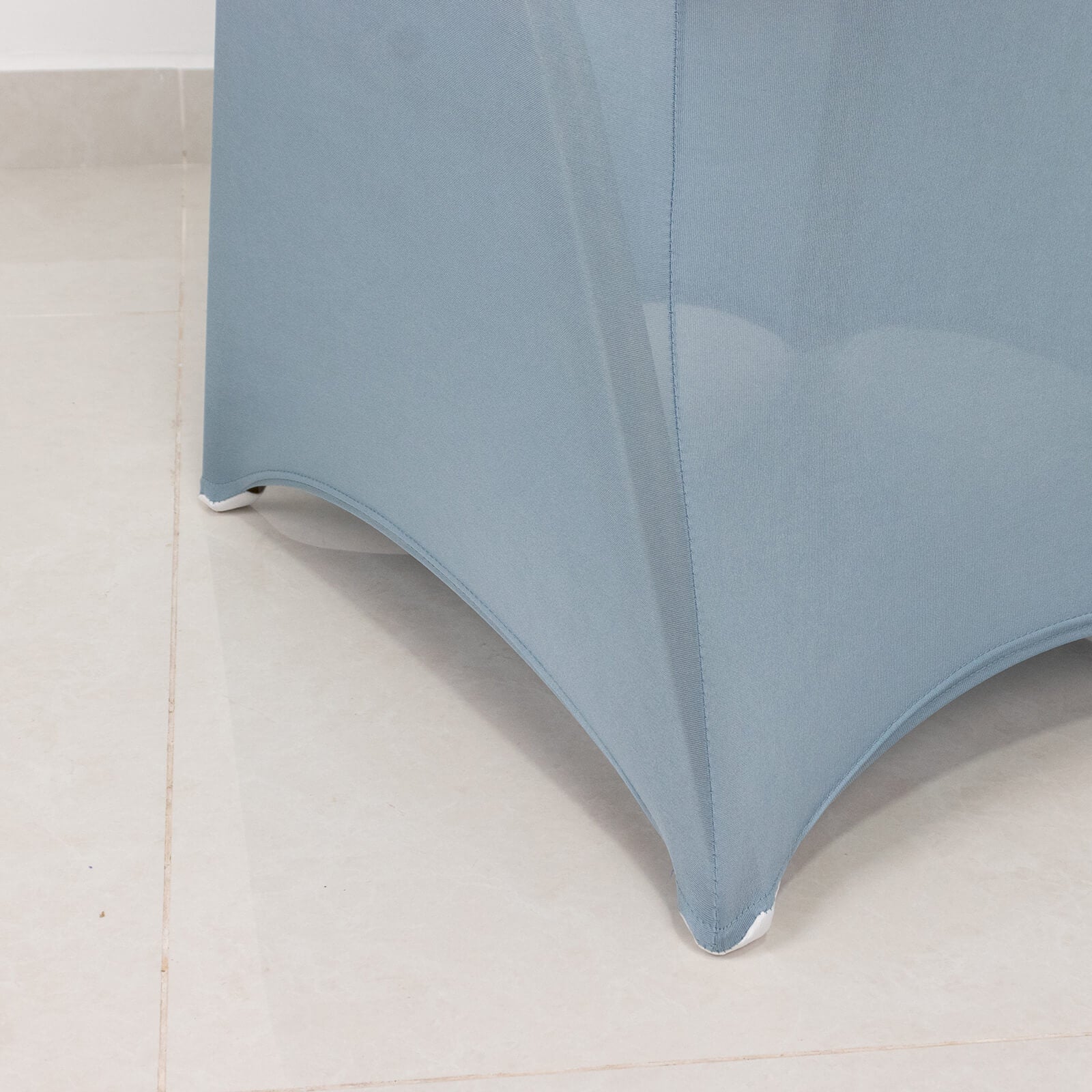 Dusty blue spandex banquet chair cover with rhinestone sash