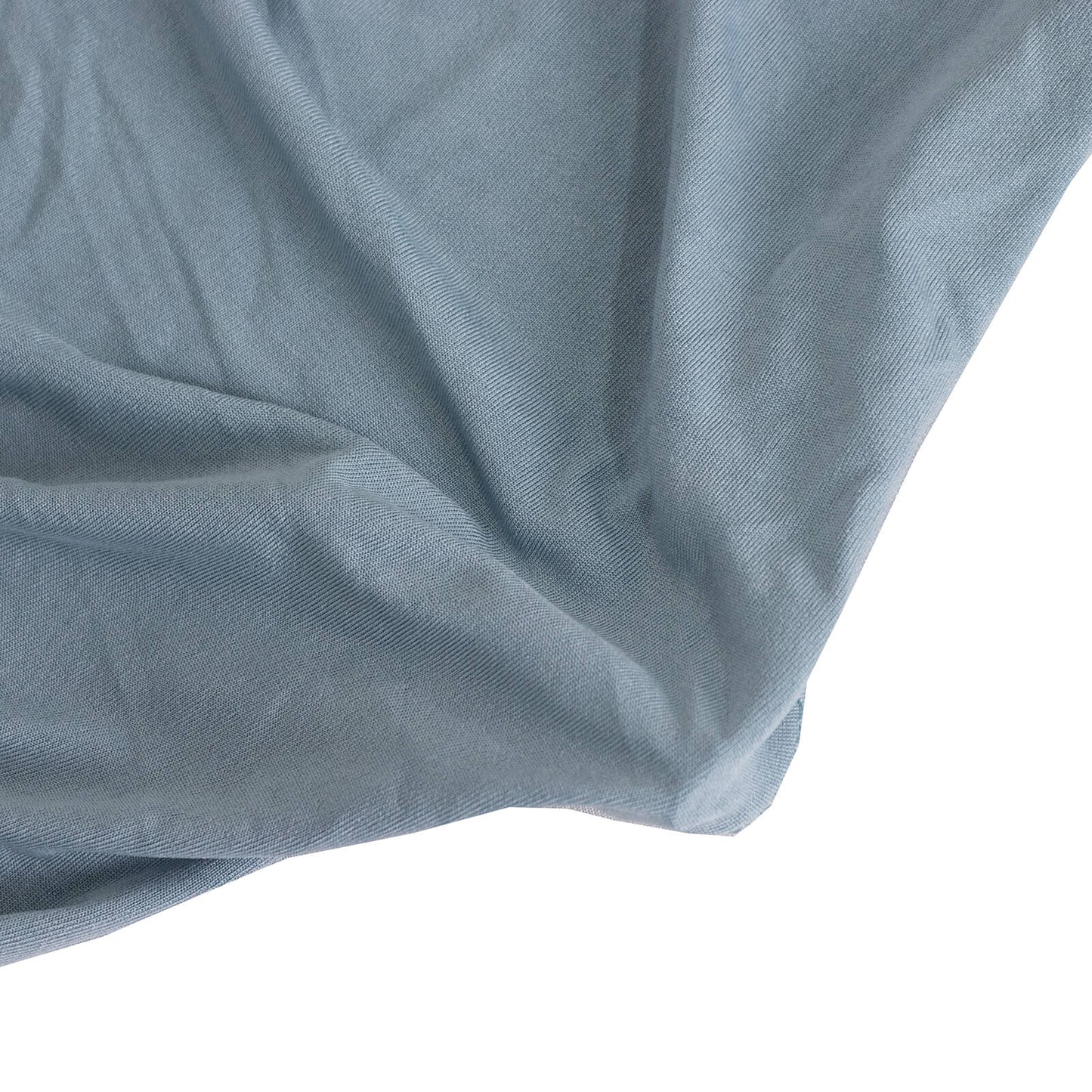 Dusty blue spandex banquet chair cover with silver rhinestone sash.