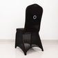 Black spandex banquet chair cover with silver rhinestone sash.