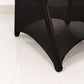 Black spandex banquet chair cover with silver rhinestone sash band.