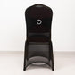 Black spandex banquet chair cover with silver rhinestone sash.