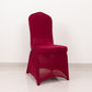 Burgundy Spandex Banquet Chair Cover with Silver Rhinestone Buckled Sash Band, Stretched Fitted Slip On Chair Cover