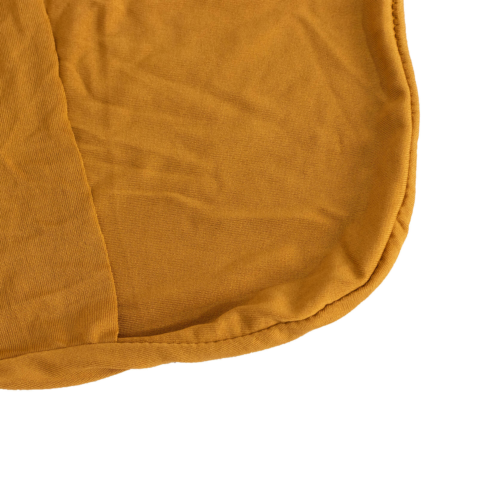 Mustard yellow spandex banquet chair cover with rhinestone buckle sash.