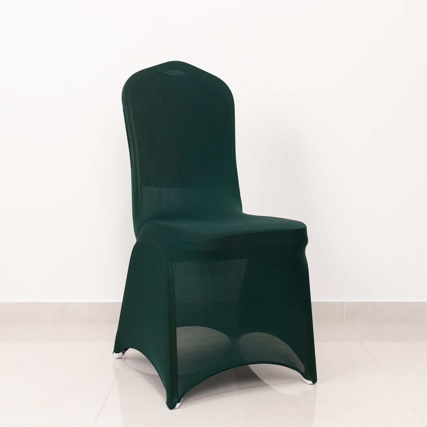 Hunter Emerald Green Spandex Banquet Chair Cover with Silver Rhinestone Buckled Sash Band, Stretched Fitted Slip On Chair Cover