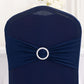 Navy Blue Spandex Banquet Chair Cover with Silver Rhinestone Buckled Sash Band, Stretched Fitted Slip On Chair Cover