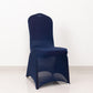 Navy Blue Spandex Banquet Chair Cover with Silver Rhinestone Buckled Sash Band, Stretched Fitted Slip On Chair Cover