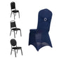 Navy Blue Spandex Banquet Chair Cover with Silver Rhinestone Buckled Sash Band, Stretched Fitted Slip On Chair Cover