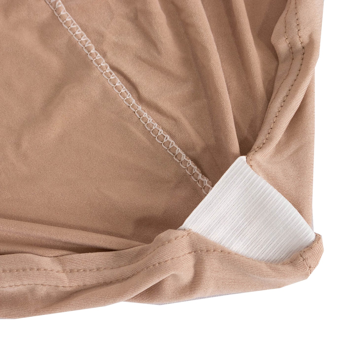 Nude Spandex Banquet Chair Cover with Silver Rhinestone Buckled Sash Band, Stretched Fitted Slip On Chair Cover