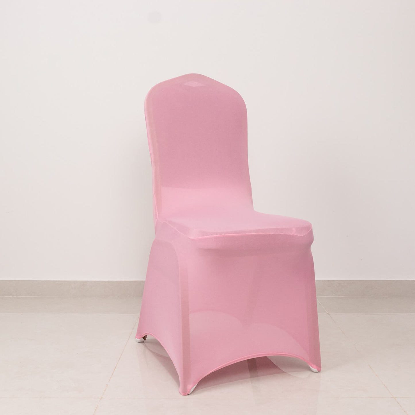 Pink Spandex Banquet Chair Cover with Silver Rhinestone Buckled Sash Band, Stretched Fitted Slip On Chair Cover