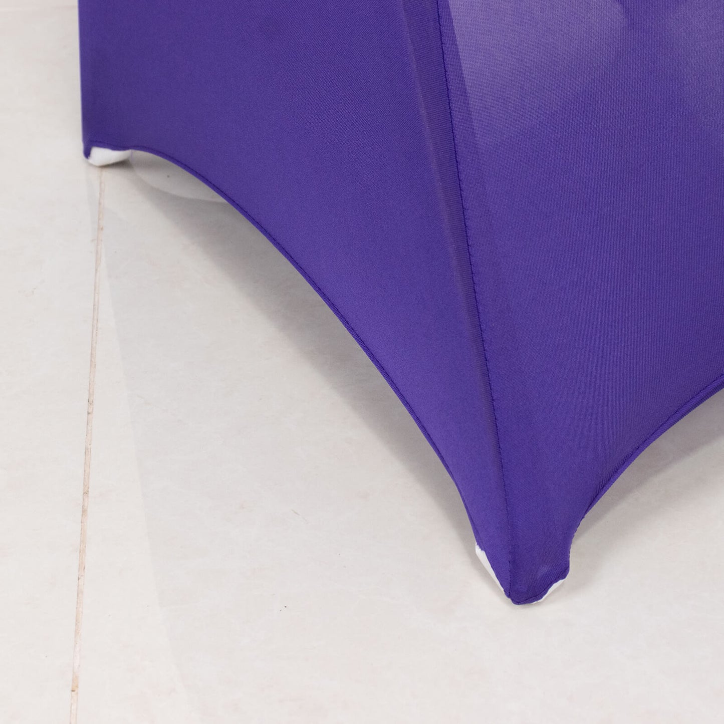 Purple Spandex Banquet Chair Cover with Silver Rhinestone Buckled Sash Band, Stretched Fitted Slip On Chair Cover