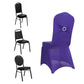 Purple Spandex Banquet Chair Cover with Silver Rhinestone Buckled Sash Band, Stretched Fitted Slip On Chair Cover