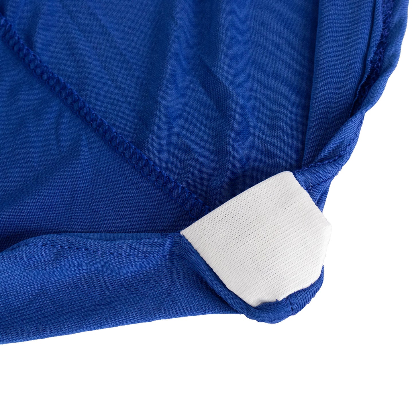 Royal Blue Spandex Banquet Chair Cover with Silver Rhinestone Buckled Sash Band, Stretched Fitted Slip On Chair Cover