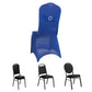 Royal Blue Spandex Banquet Chair Cover with Silver Rhinestone Buckled Sash Band, Stretched Fitted Slip On Chair Cover