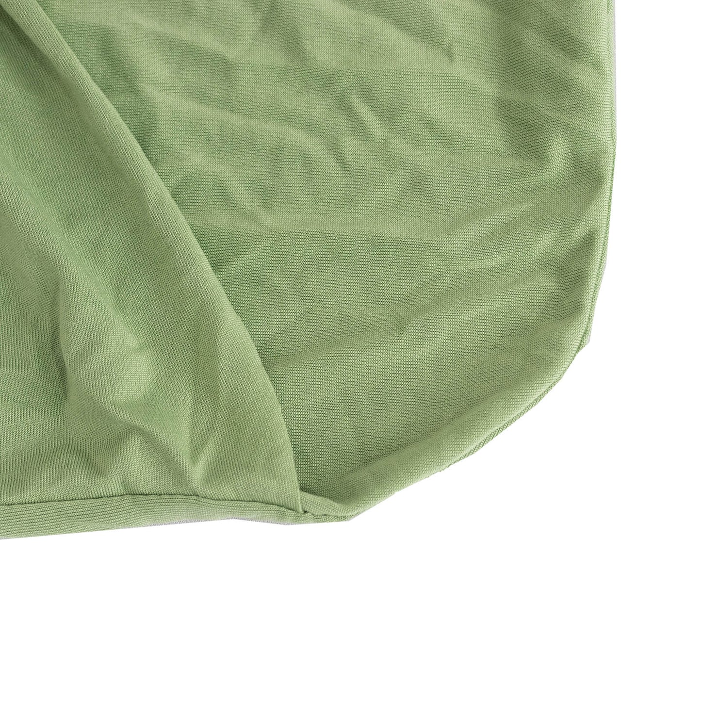 Sage green spandex banquet chair cover with rhinestone sash.