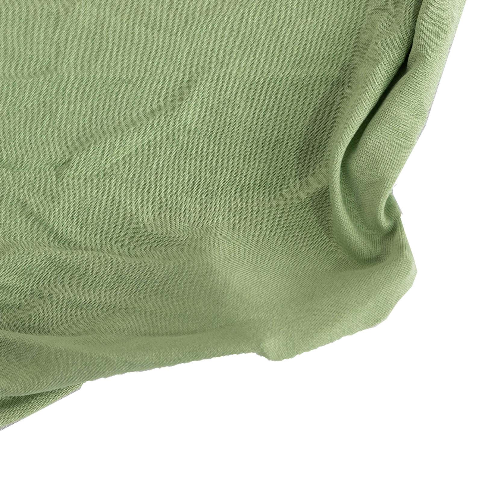 Sage green spandex banquet chair cover with rhinestone sash.