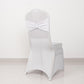 White Spandex Banquet Chair Cover with Silver Rhinestone Buckled Sash Band, Stretched Fitted Slip On Chair Cover