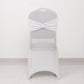 White Spandex Banquet Chair Cover with Silver Rhinestone Buckled Sash Band, Stretched Fitted Slip On Chair Cover
