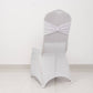 White Spandex Banquet Chair Cover with Silver Rhinestone Buckled Sash Band, Stretched Fitted Slip On Chair Cover