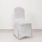 White Spandex Banquet Chair Cover with Silver Rhinestone Buckled Sash Band, Stretched Fitted Slip On Chair Cover