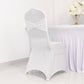 White Spandex Banquet Chair Cover with Silver Rhinestone Buckled Sash Band, Stretched Fitted Slip On Chair Cover