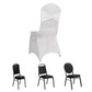 White Spandex Banquet Chair Cover with Silver Rhinestone Buckled Sash Band, Stretched Fitted Slip On Chair Cover