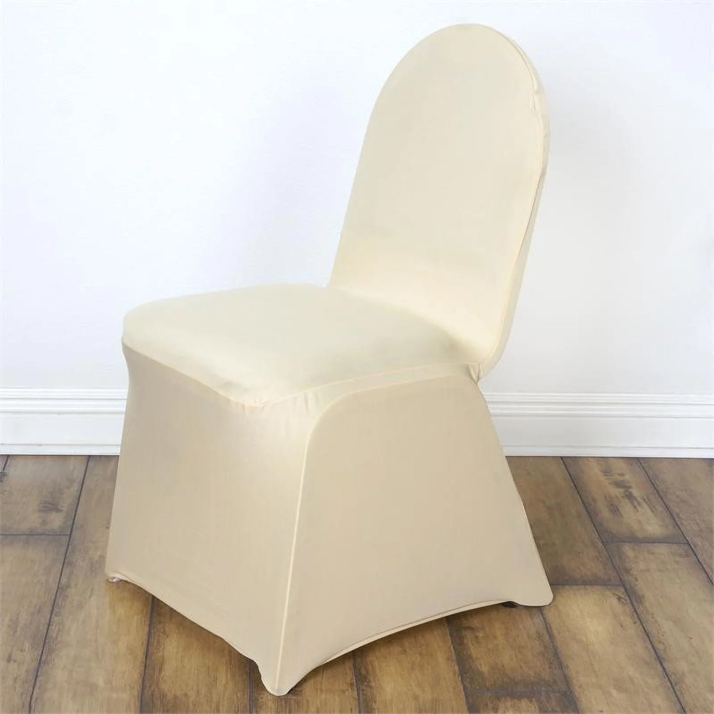 10 Pack Champagne Spandex Fitted Banquet Chair Covers, Reusable Stretched Slip On Chair Covers