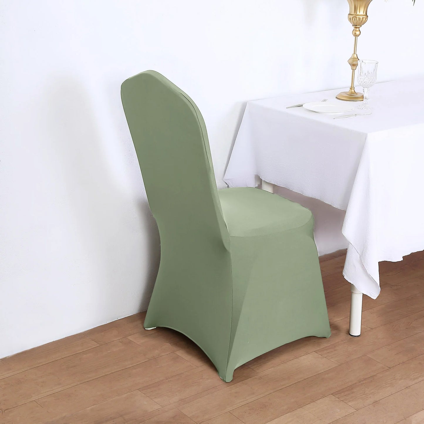 10 Pack Dusty Sage Green Spandex Fitted Banquet Chair Covers, Reusable Stretched Slip On Chair Covers