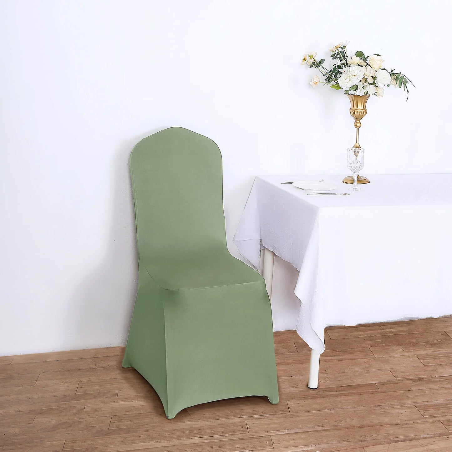 10 Pack Dusty Sage Green Spandex Fitted Banquet Chair Covers, Reusable Stretched Slip On Chair Covers