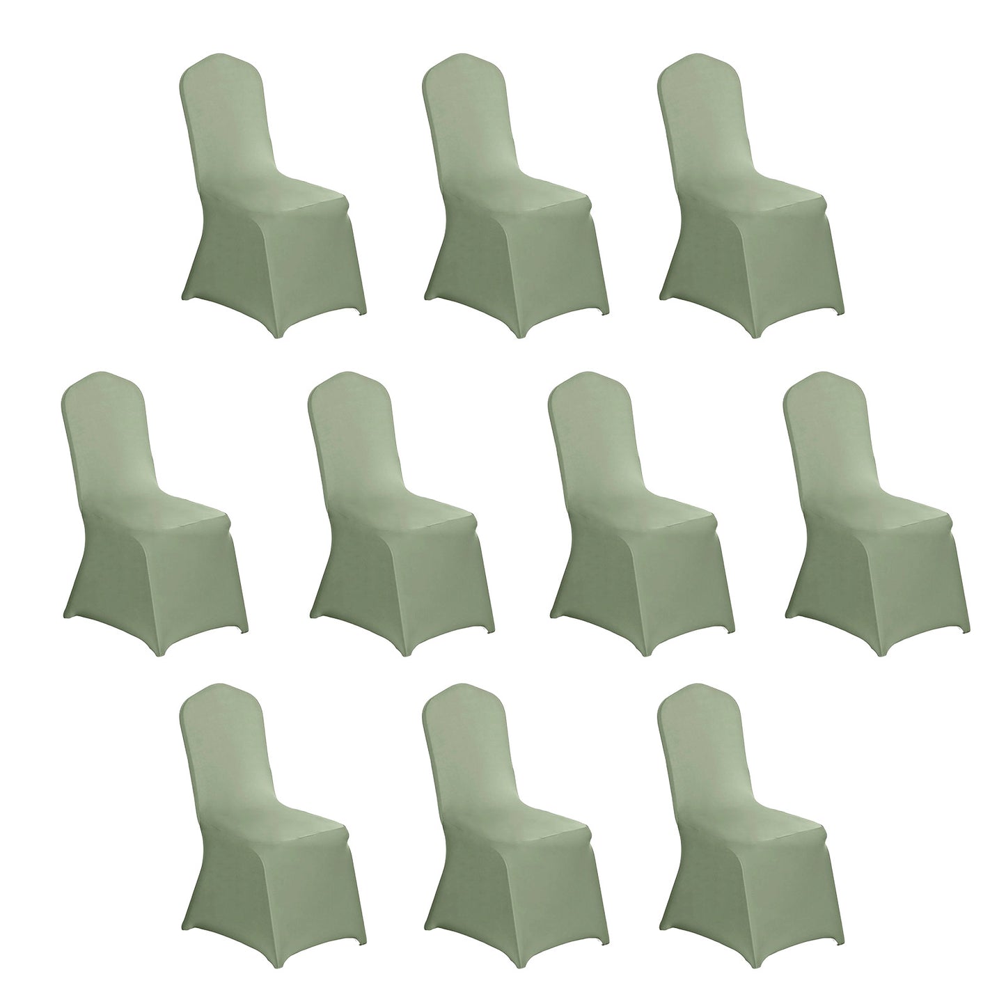 10 Pack Dusty Sage Green Spandex Fitted Banquet Chair Covers, Reusable Stretched Slip On Chair Covers