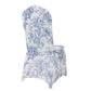 10 Pack Spandex Chair Covers for Banquet Chairs – White Blue French Toile Reusable Stretch Slip-On Floral Covers