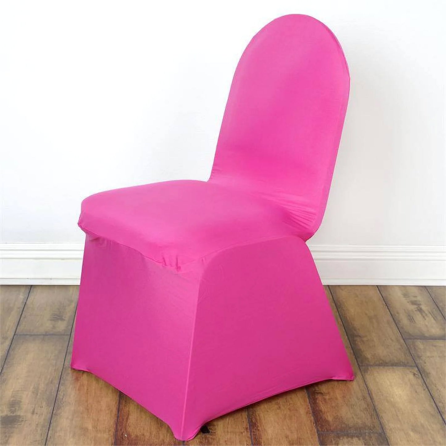 10 Pack Fuchsia Spandex Fitted Banquet Chair Covers, Reusable Stretched Slip On Chair Covers