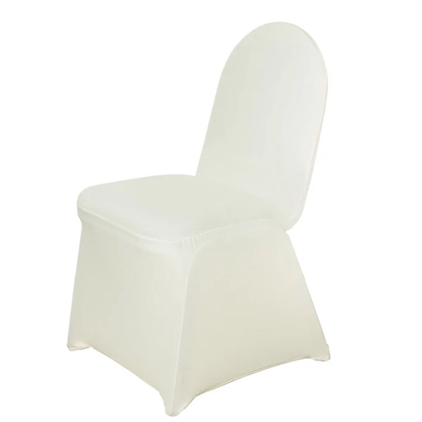 Ivory Spandex Stretch Fitted Banquet Chair Cover - 160 GSM