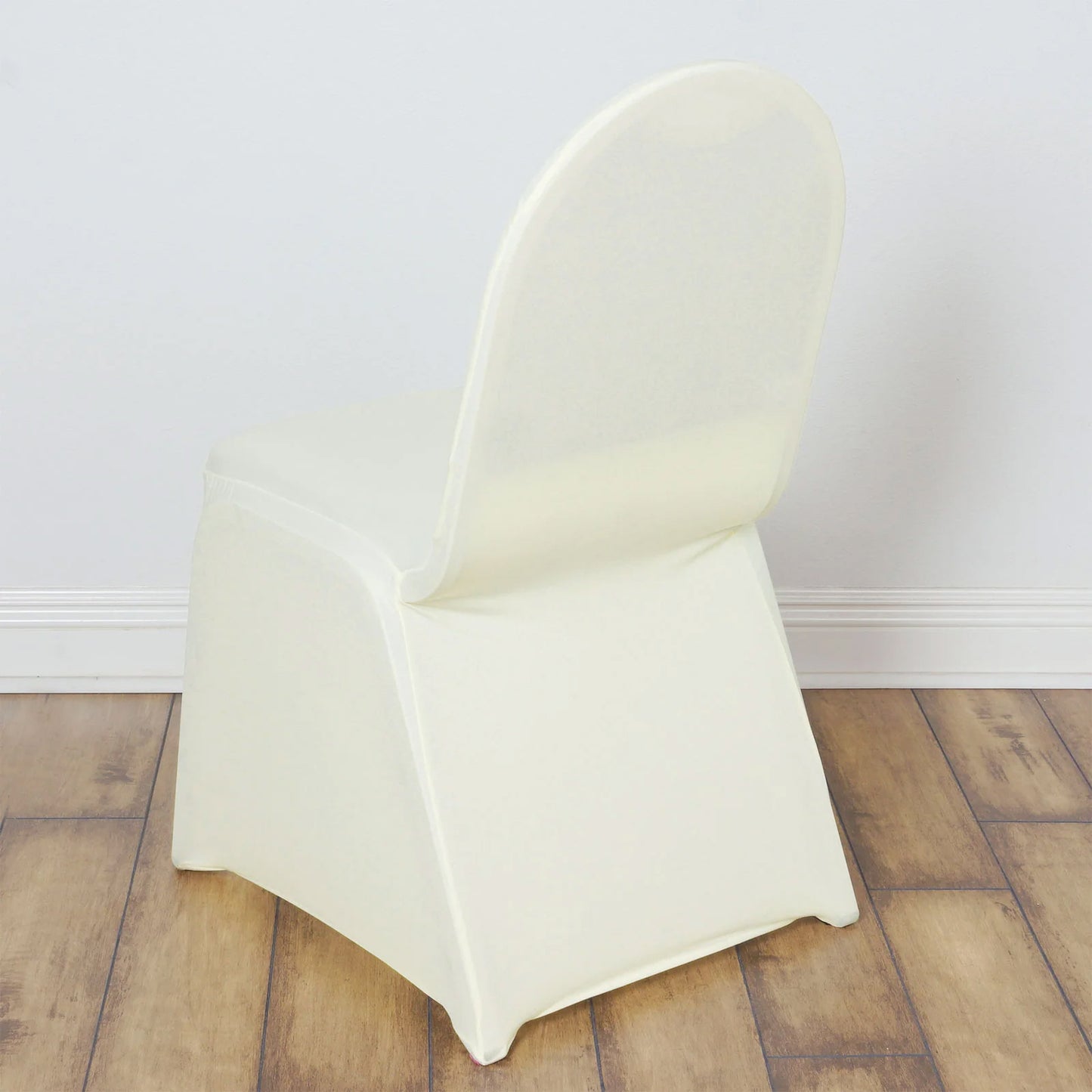 10 Pack Ivory Spandex Fitted Banquet Chair Covers, Reusable Stretched Slip On Chair Covers