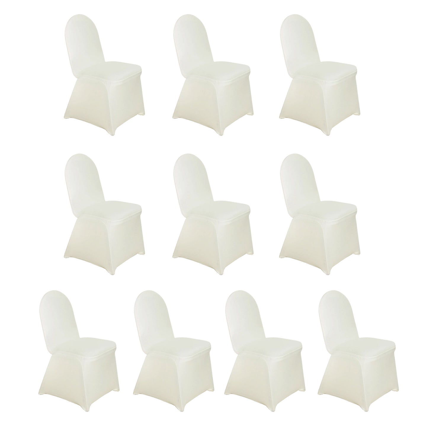 10 Pack Ivory Spandex Fitted Banquet Chair Covers, Reusable Stretched Slip On Chair Covers