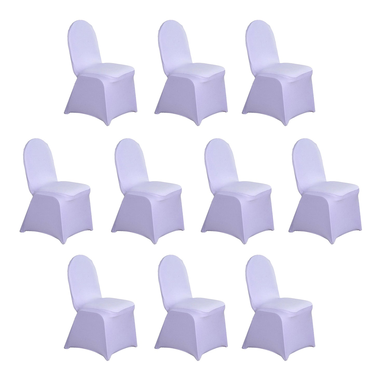 10 Pack Lavender Spandex Fitted Banquet Chair Covers, Lilac Reusable Stretched Slip On Chair Covers