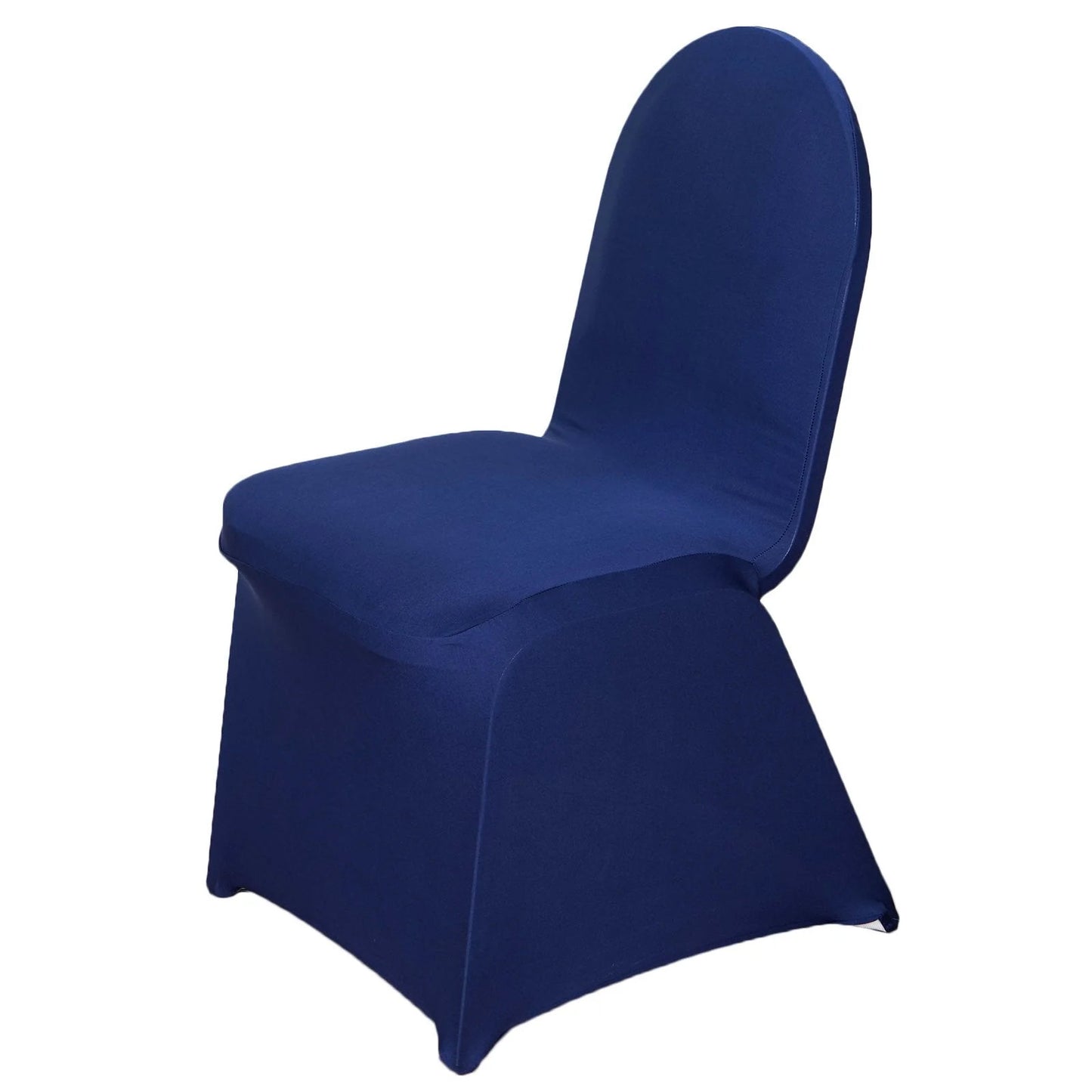 10 Pack Navy Blue Spandex Fitted Banquet Chair Covers, Reusable Stretched Slip On Chair Covers